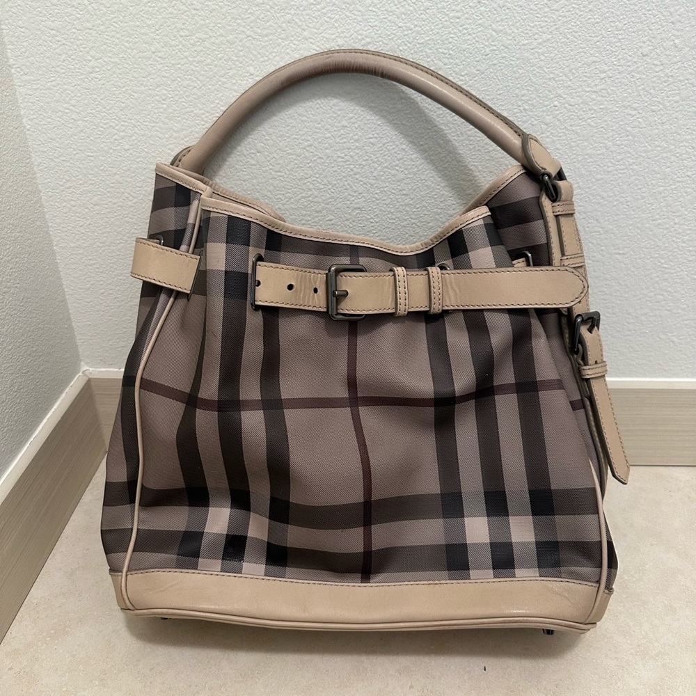Burberry Smoked Check Belted Large Walden Hobo Bag